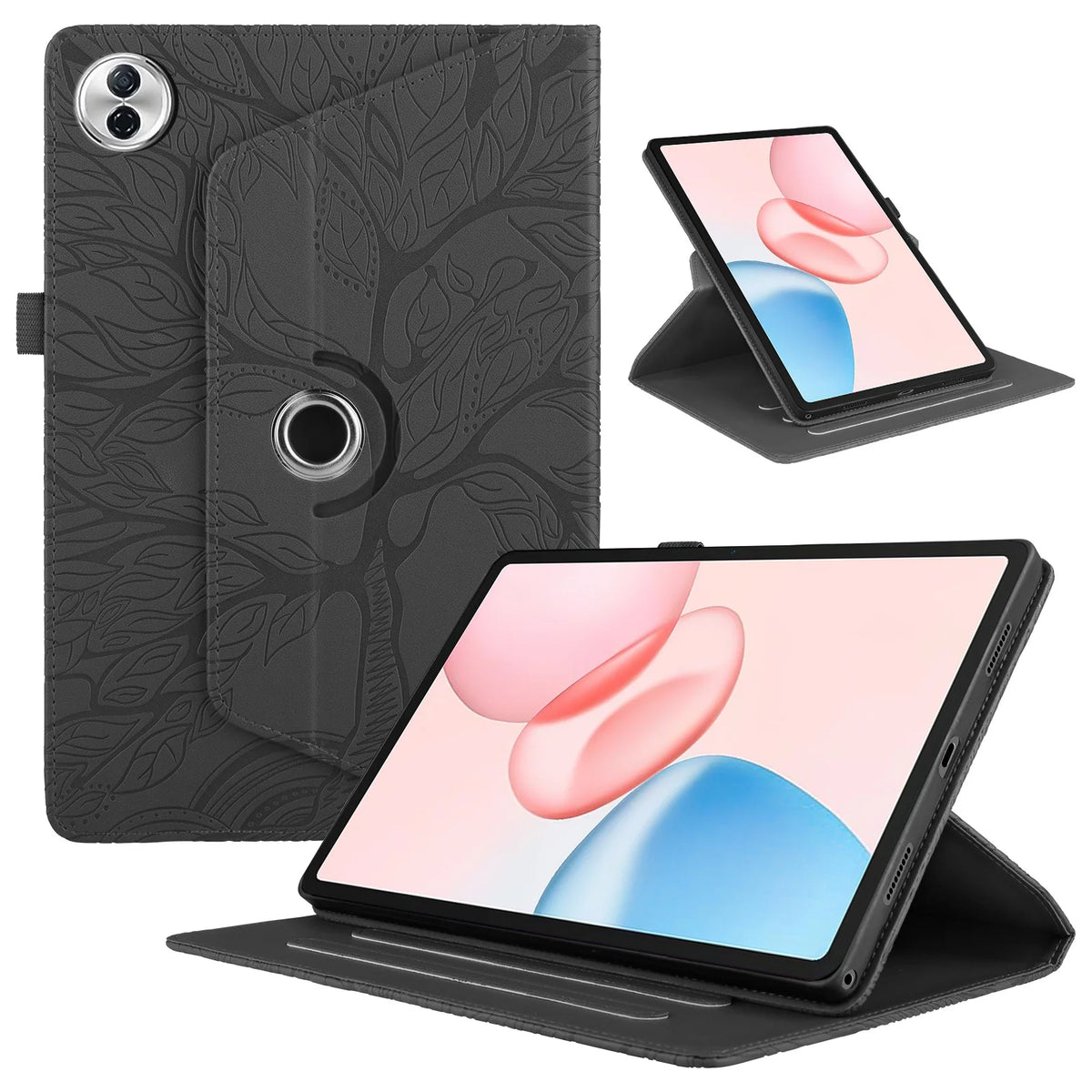 360 Rotating Embossed Life Tree Leather Wallet Case For Honor Pad 10 2025 12.1 X9A X9 Pro X8 V9 11.5 inch Card Holder Flip Cover