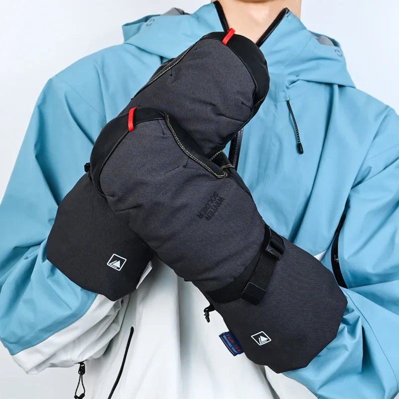 Professional Down Skiing Gloves With Winter Touch Screen Thickened Velvet Wear-Resistant Windproof Waterproof Skiing Gloves