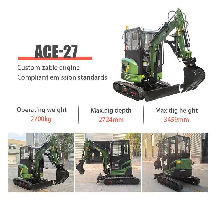 Epa Kubota Mini Excavator 2 Ton Free Shipping Mini Digger Farm Small Excavator Mini Bagger Home Excavators with Customized Color