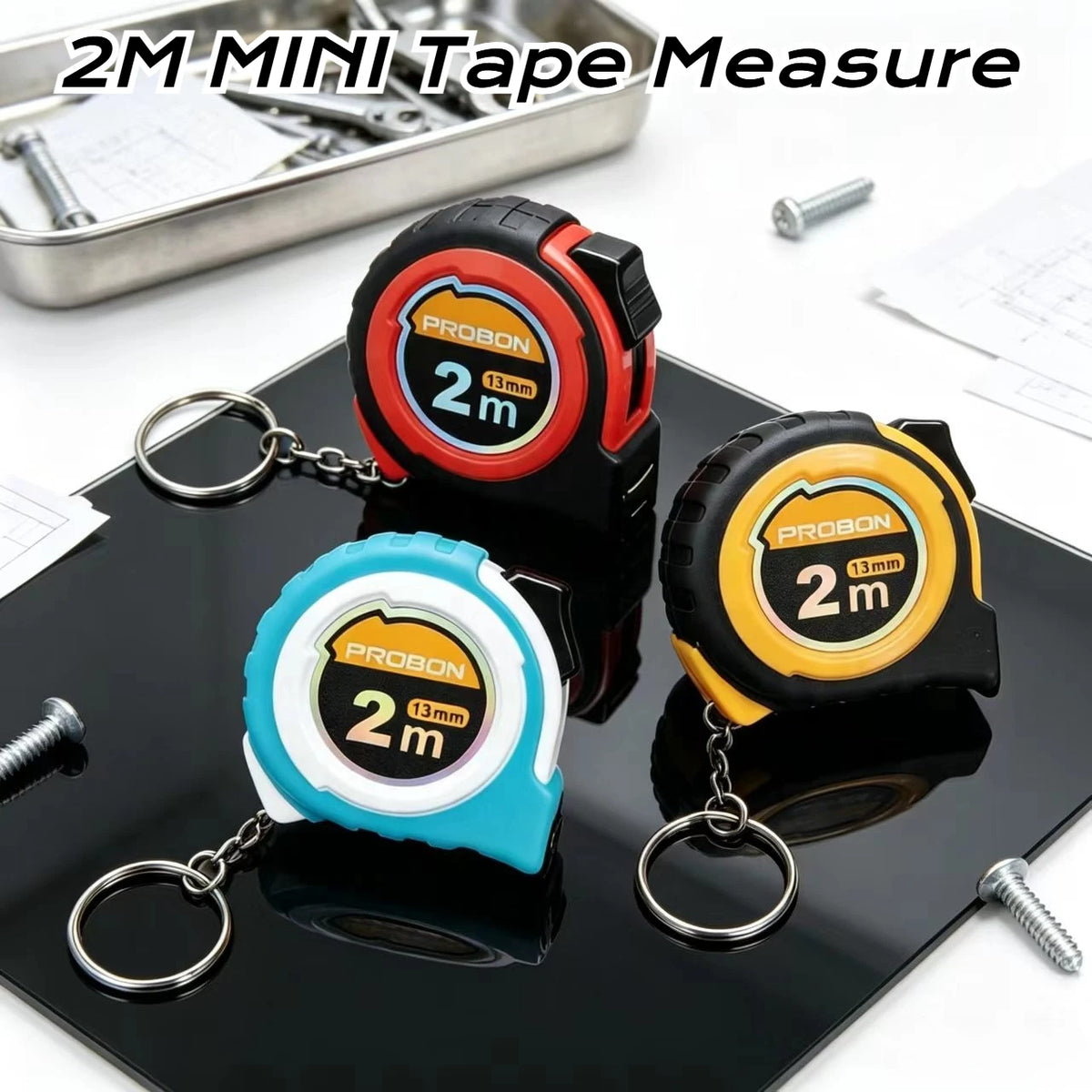 Portable Mini Tape Measure 2m Retractable Steel Key Chain Small Household Measuring Tools
