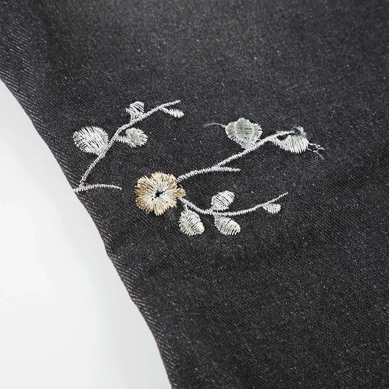 Weekeep Floral Embroidery Jeans Vintage 2000s Low Rise Flared Jeans Women Retro  Baggy Denim Pants High Street Basic Trousers