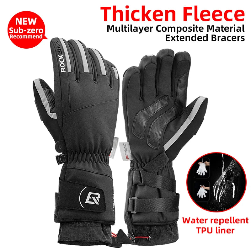 ROCKBROS Winter Ski Gloves Snowboard Gloves Snowmobile Motorcycle Riding Winter Gloves Windproof Waterproof Unisex Snow Gloves