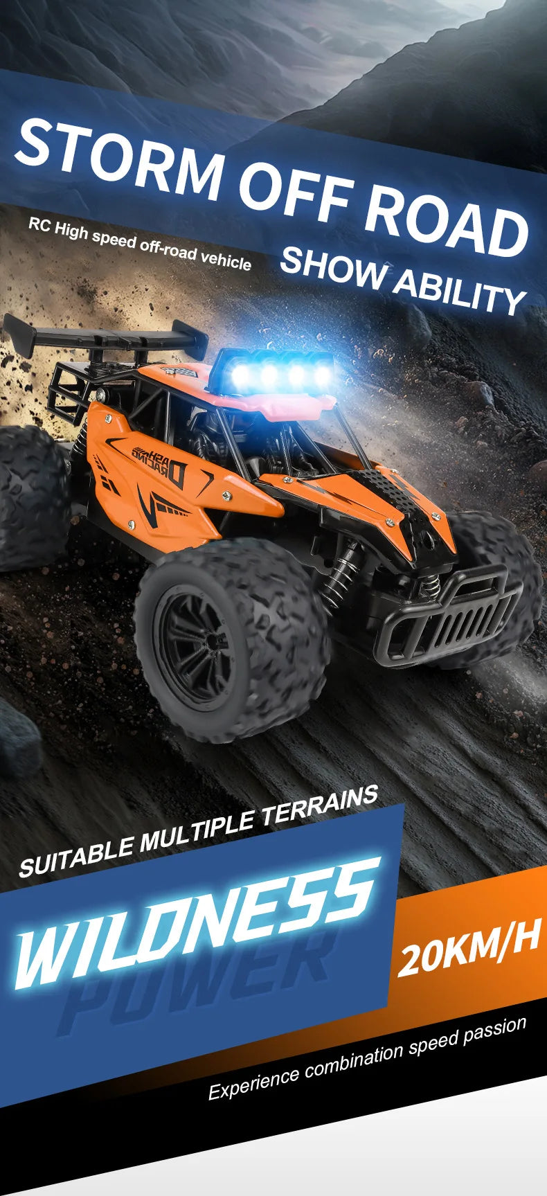 Oike Remote Control Car RC Drift Racing Vehicle Off Road Alloy 2.4G Radio High-Speed Trucks With LED Light Climbing Gift Kid Toy