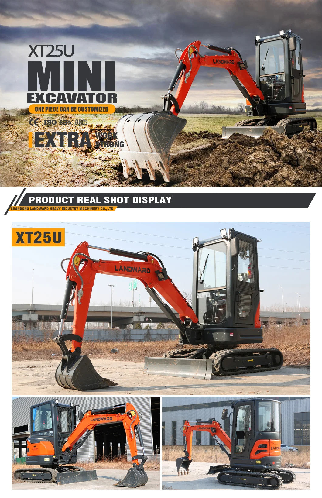 Made in China 1800 KG Tailless Excavator EPA Euro 5 Mini Bagger 2.5 Ton Small Hydraulic Digger Various Accessories Customized