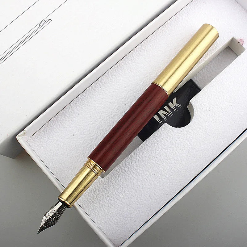Exquisitely Designed Portable Pocket Vintage Mini Lipstick Pen Brass Solid Wood Materials Stationery Gifts Office Supplies