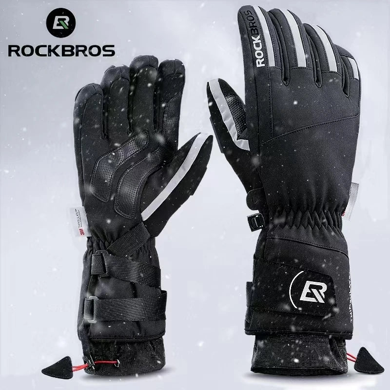 ROCKBROS Winter Ski Gloves Snowboard Gloves Snowmobile Motorcycle Riding Winter Gloves Windproof Waterproof Unisex Snow Gloves