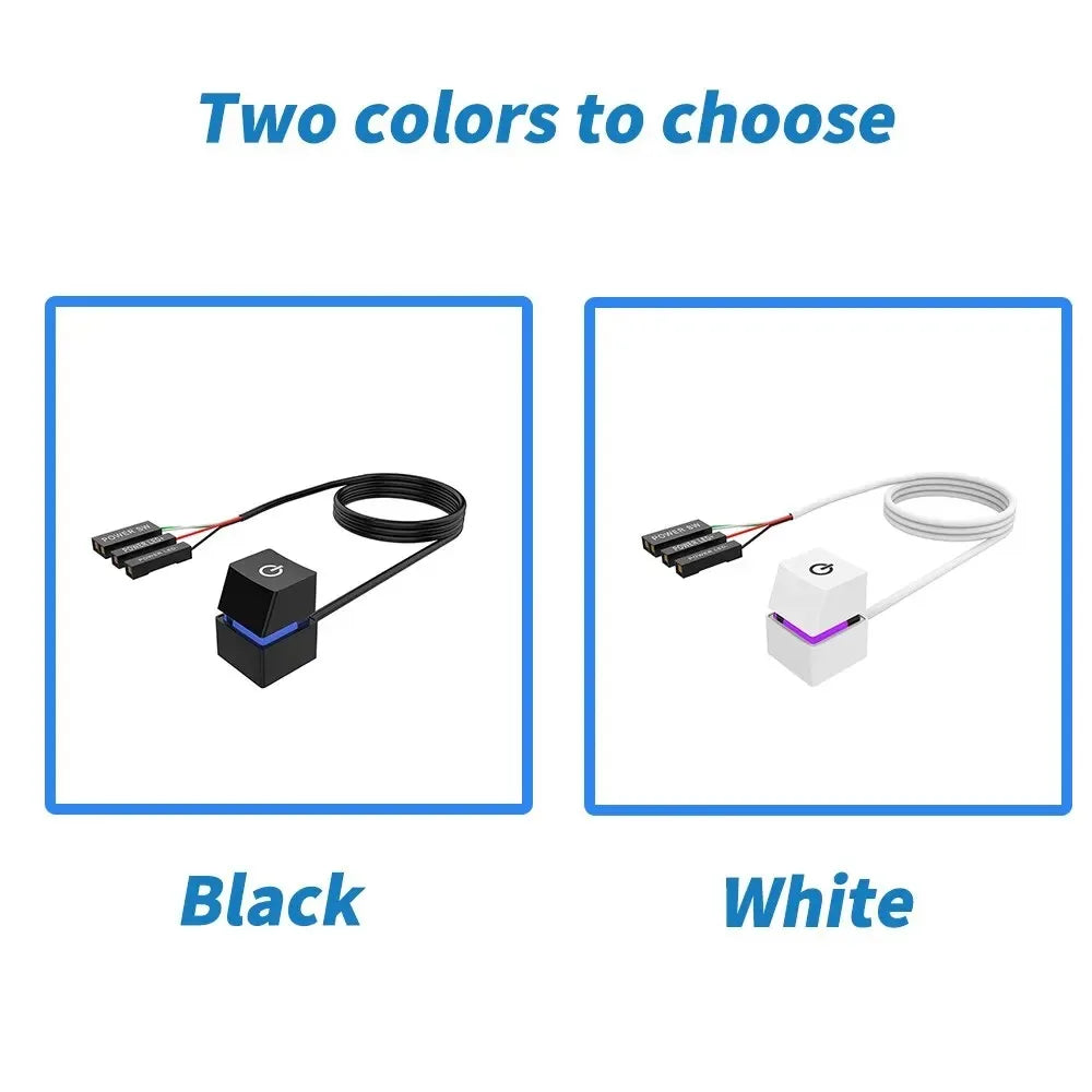 TEUCER Desktop Switch 2m Colorful LED Lights PC Motherboard External Start Power On/Off Button Extension Cable for Office Home