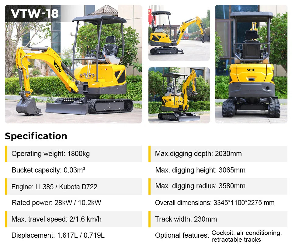 Mini Excavator 1 Ton EURO 5 Engine China Cheap 2 Ton Crawler 1.8 Ton Home Digger 1 T Bagger Farm For Sale Customized