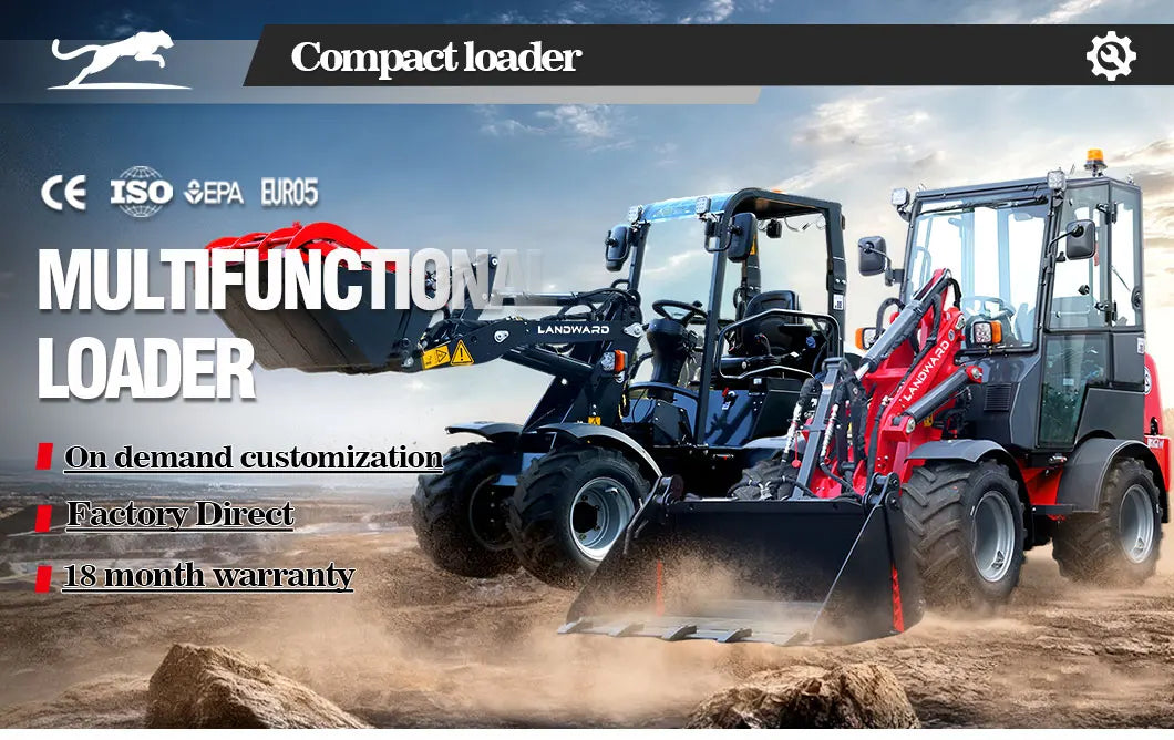 Farm Loader Diesel Kubota Engine Mini Loader Euro5 EPA Wheeled Mini Loader Hydraulic 4×4 Compact Loader 2 Ton Loaders Customized