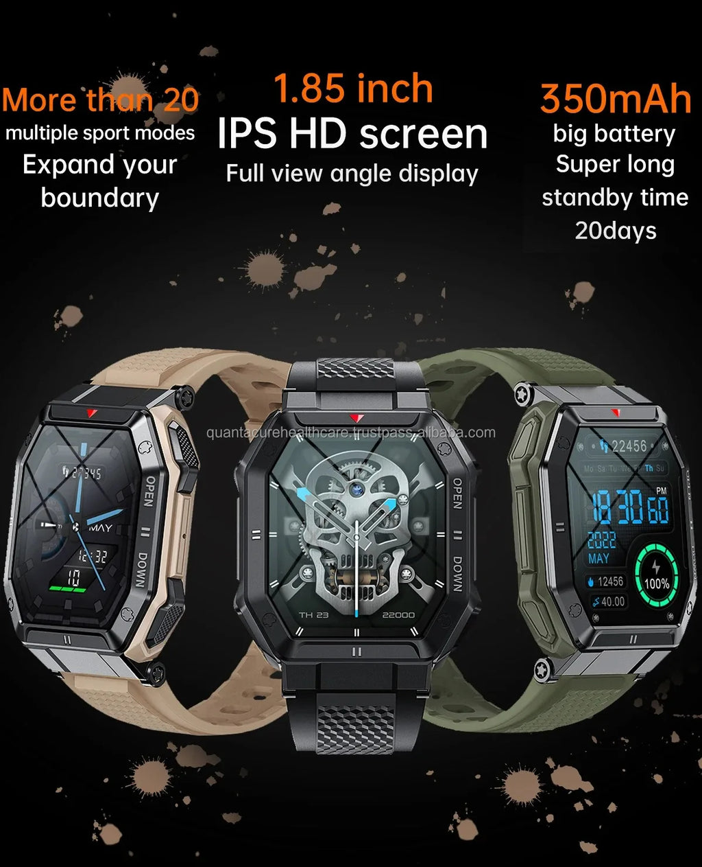F10 VK55 Smart Watch IP67 Waterproof Fitness Tracker Heart Rate Monitor Sleep Tracker Thermometer Calendar Alloy Case Stylish