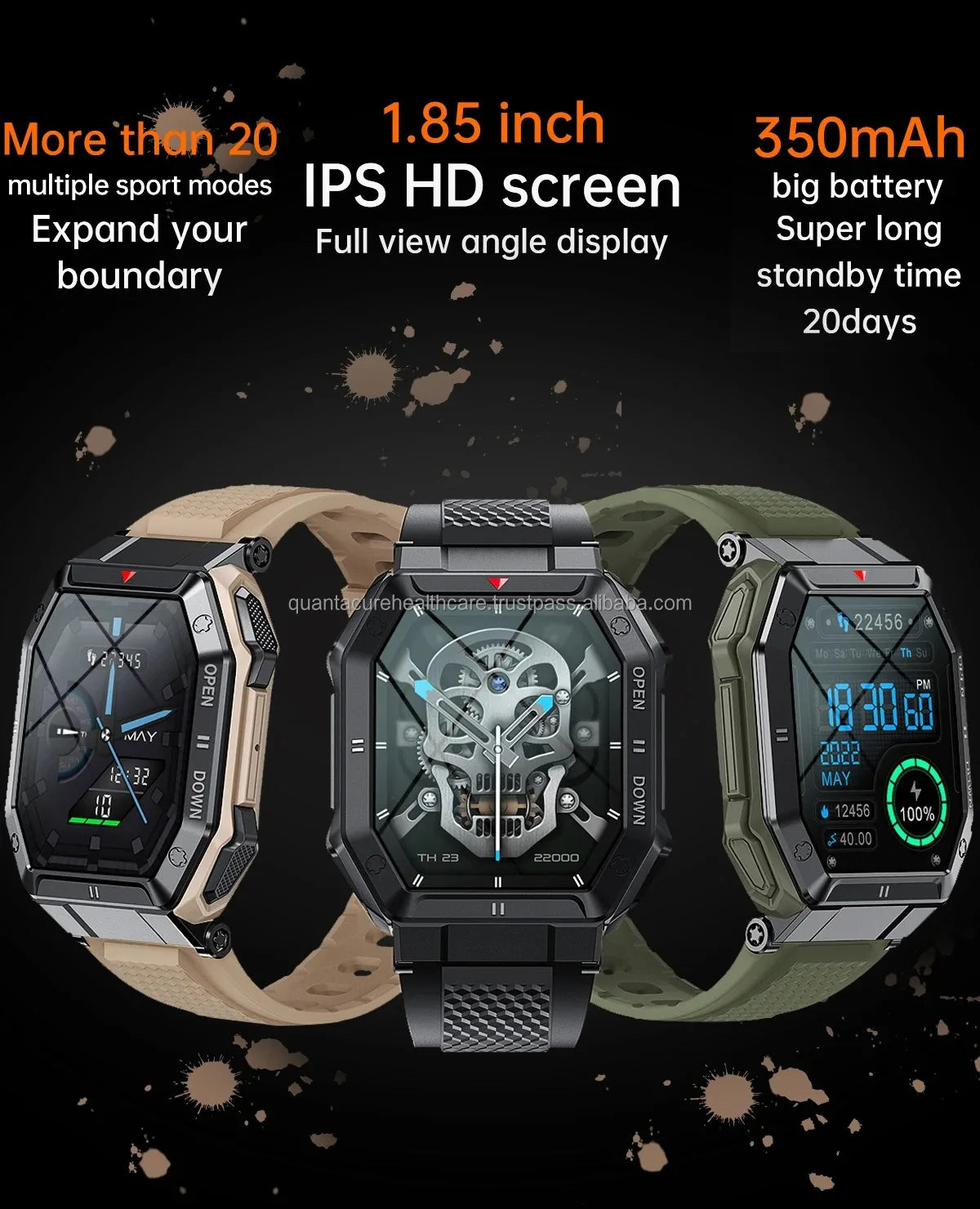 F10 VK55 Smart Watch IP67 Waterproof Fitness Tracker Heart Rate Monitor Sleep Tracker Thermometer Calendar Alloy Case Stylish
