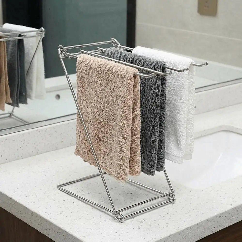 Stainless Steel Dishcloth Hanging Shelf Foldable Design Portable Rag Drain Holder Rustproof Quick Dry Kitchen Cloth Drying Rack