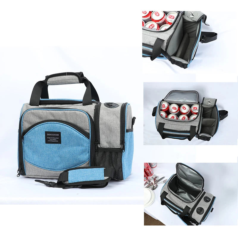 Insulated Lunch Bag Waterproof Large Thermal Food Container Adjustable Shoulder Strap Thickened Lunch Box for School Bag