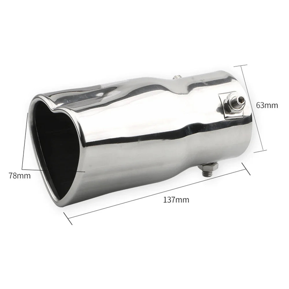 1PCS Universal stainless steel Heart shaped tail throat 63mm/2.5'' tail pipe muffler Car Muffler Tail Throat Modification
