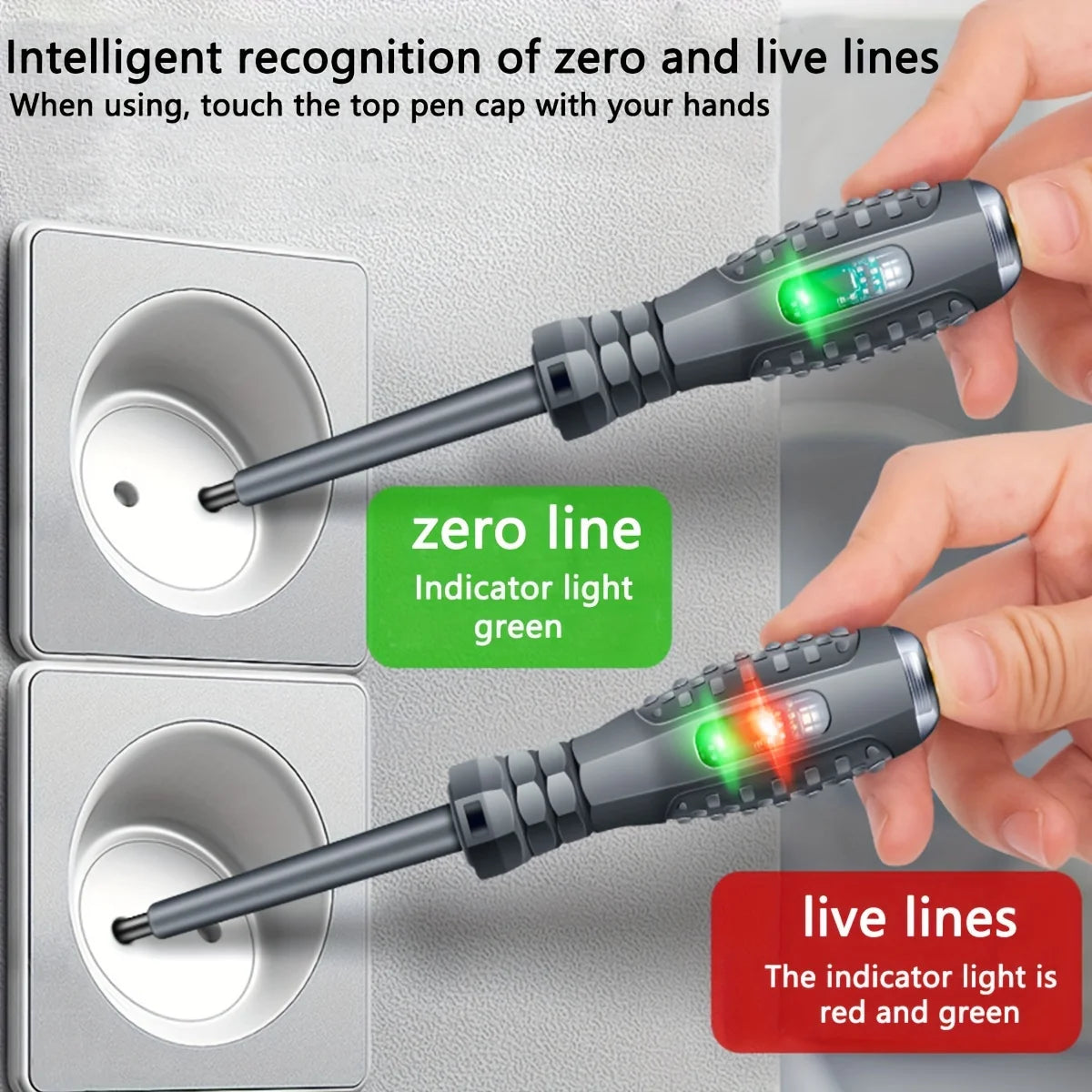 Multifunctional Electrician Test Screwdriver AC Non-contact Induction Test Pen Voltage Tester 70-600V Red Green Induction Lights