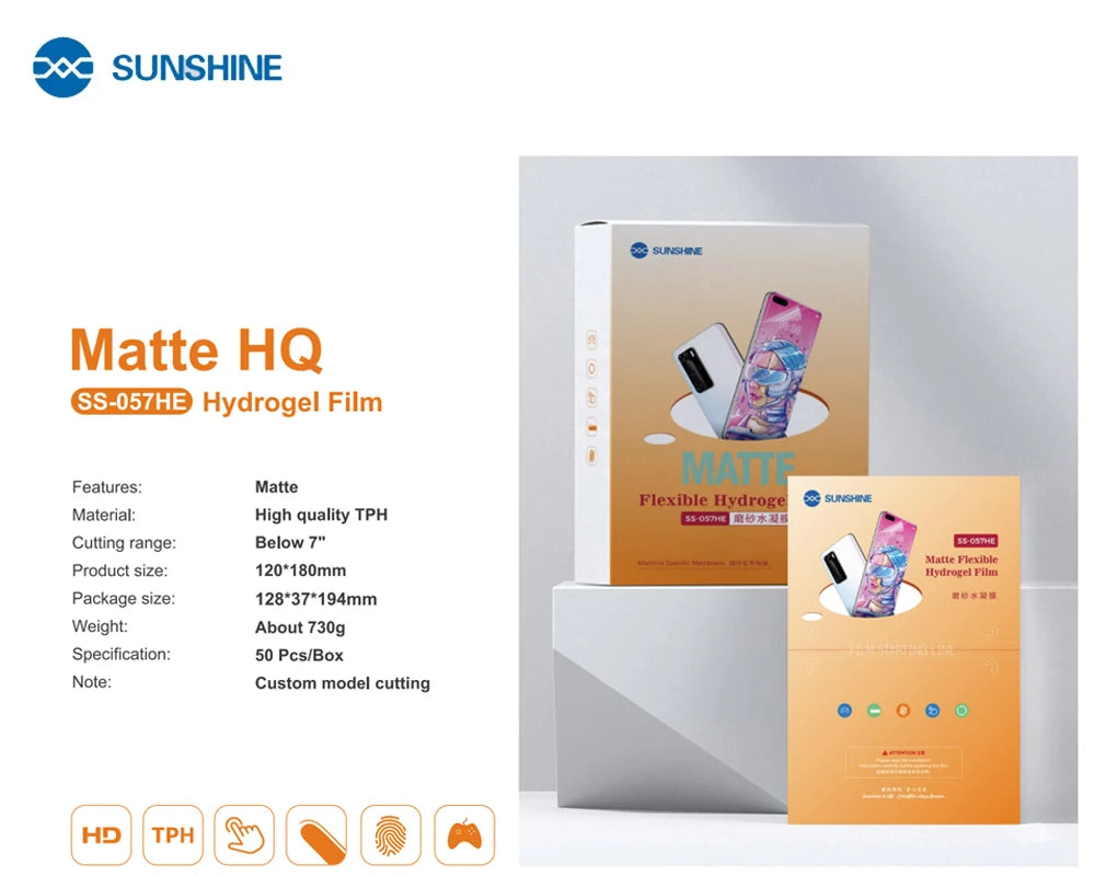 Sunshine Flexible Hydrogel Film SS-057 SS-057A SS-890C Cutting Machine SS-075S TPU Privacy Screen Protective Film With QR CODE