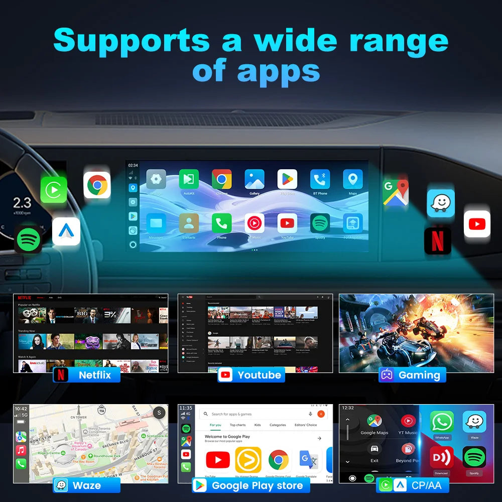 CarlinKit Ultra Box Android 15.0 SM6350 Tv Box CarPlay Wireless Android Auto Wireless Adapter Support Youtube Netfilx IPTV GNSS