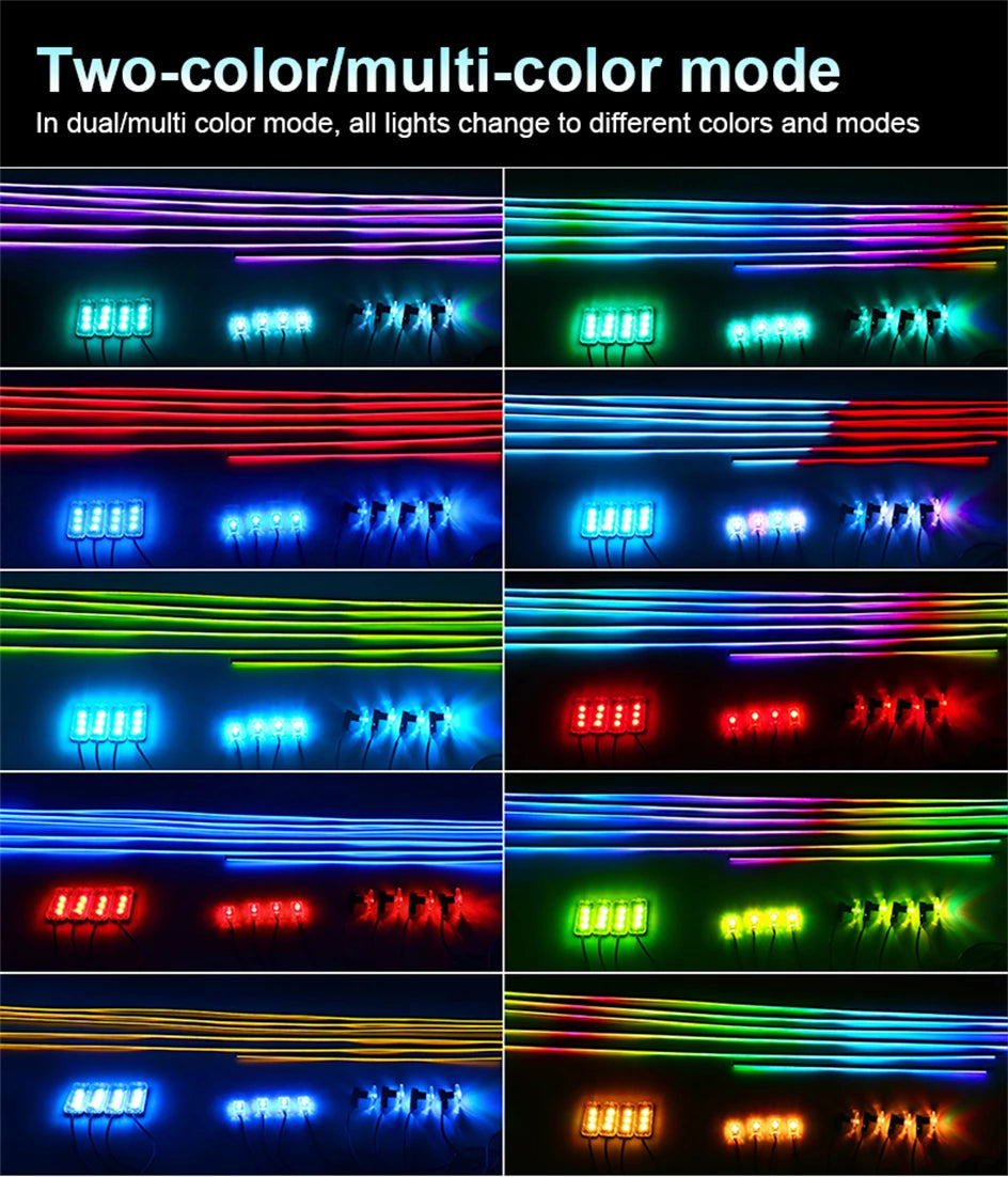 Newest Car LED Dual Zone Hidden Ambient Light Smoke Matt Black Acrylic Strip Symphony Interior Decoration Atmosphere Light Kits