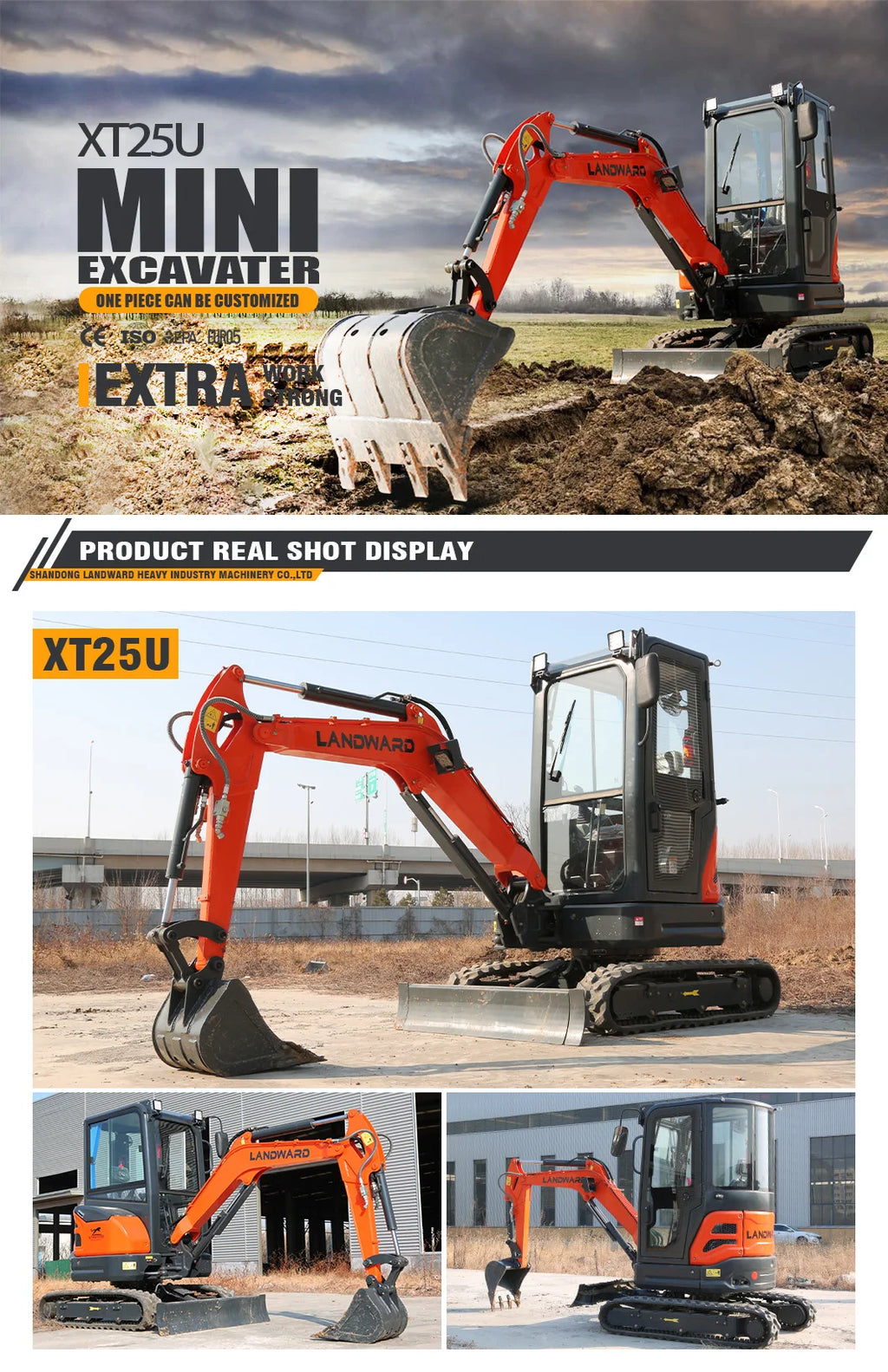 Landward Factory 3 Ton Mini Excavator Customize Small minibagger Wholesale excavators Hydraulic 2.5 ton Mini Excavators Machine