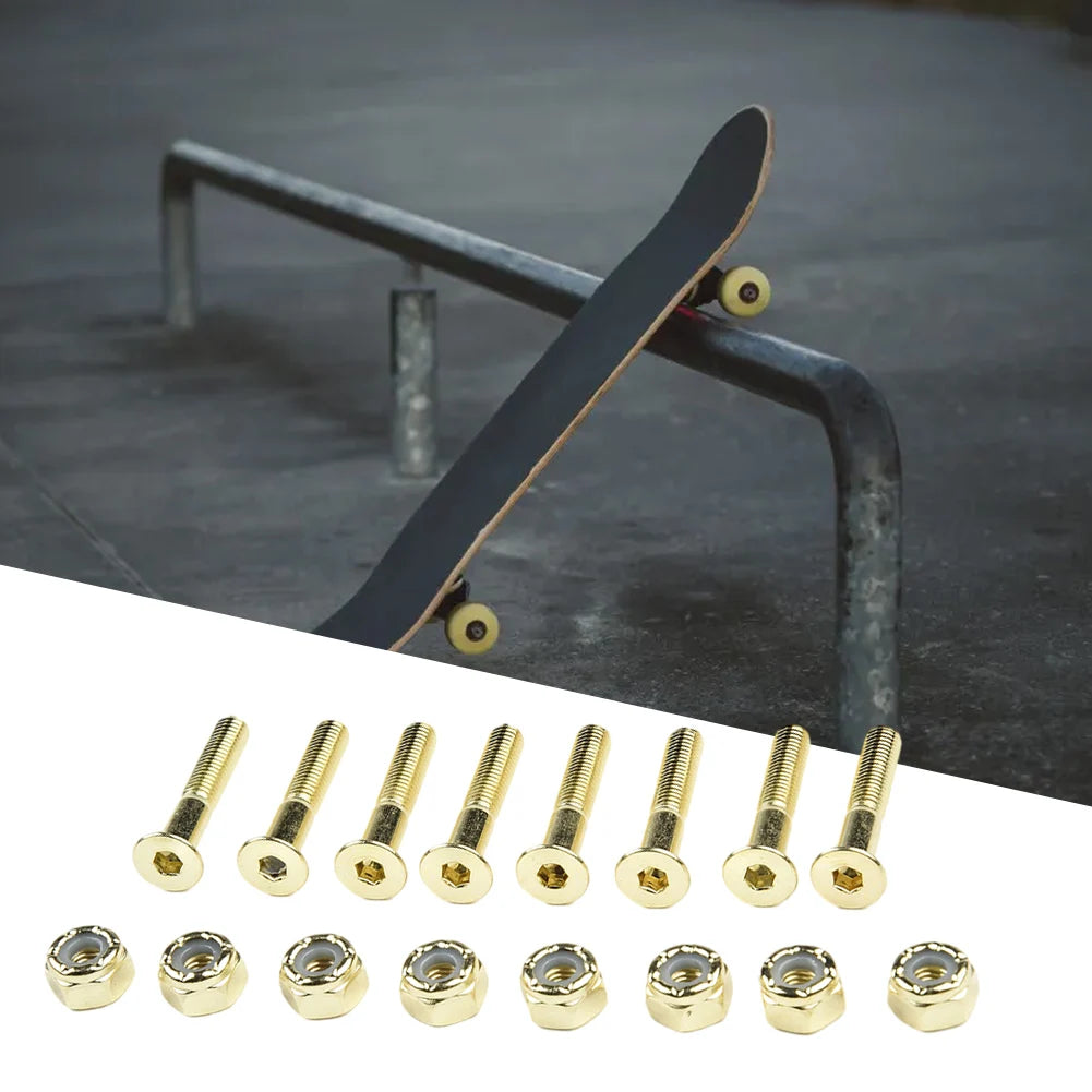 8set Skateboard Bridge Spike Replacement Screws Nuts Set For Skateboard Longboard Acce Bridge Frame Deck Screw M5x25mm/28mm/30mm