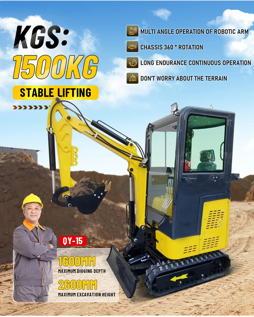 Multifunction 1.2 Tons Powerful Engine Customized Multifunction Can Use A Variety Of Accessories Mini Excavator Home Version