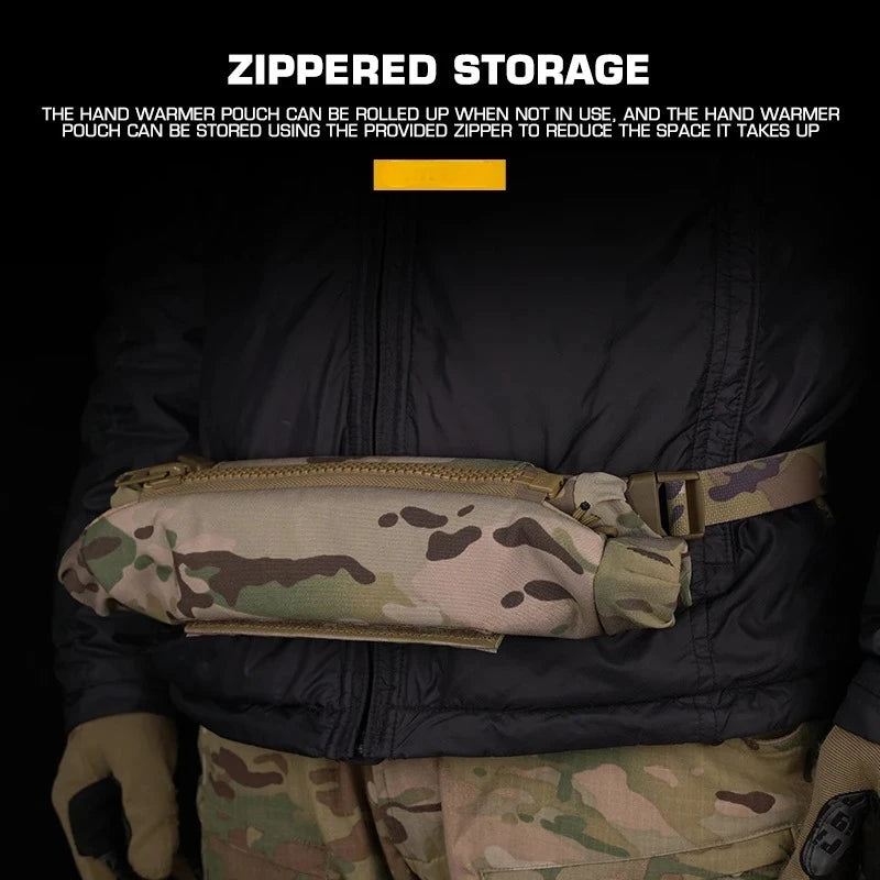 Tactical Multifunctional Hand Warm Drop Bag Muff Hand Warmer Pouch Stowable Fanny Pack for Winter Airsoft Hunting Camping