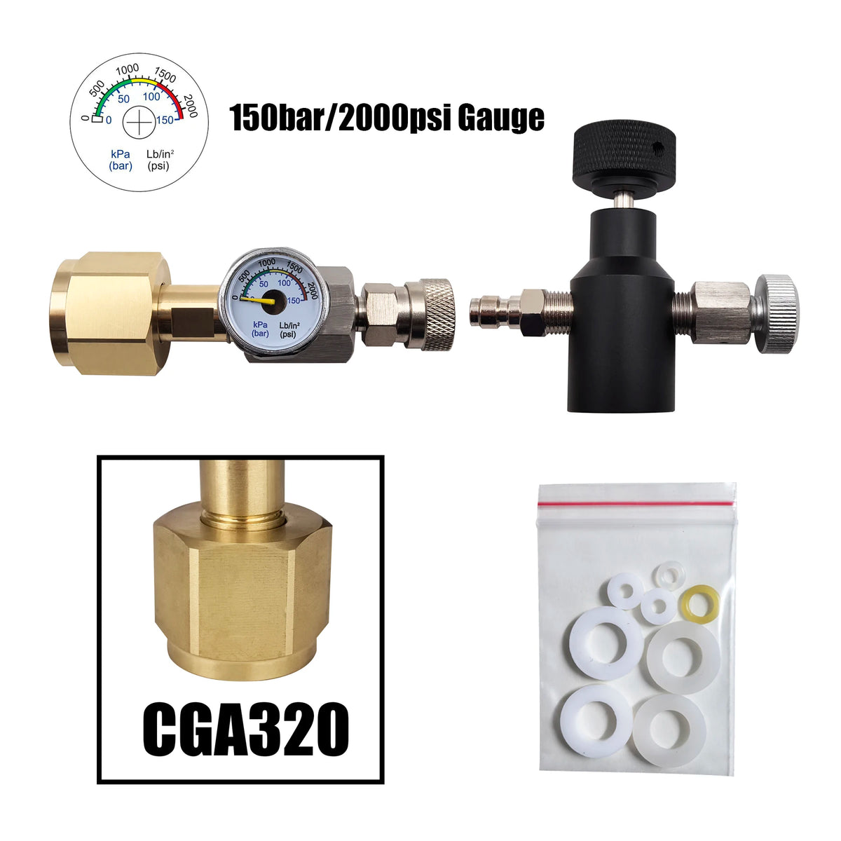 Sparking Water Maker Cylinder CO2 Filling Station, Carbon Dioxide Tank Refill Adapter Connector W21.8-14 or G3/4 or CGA320