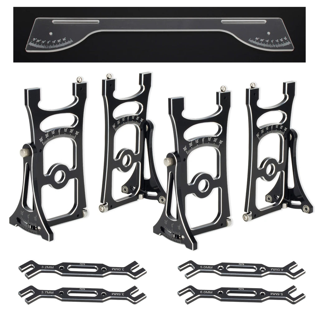 1Set Aluminum Chassis Setup System Measuring Tool With Ruler Wrench for Trxs 1/8 Rally Short Truck 1/7 Electric Off-road Car