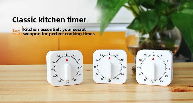 Kitchen Timer, Mechanical Rotary Timer, Student Problem-solving, Cute Kitchen Creative Square Alarm Clock, No Battery Required