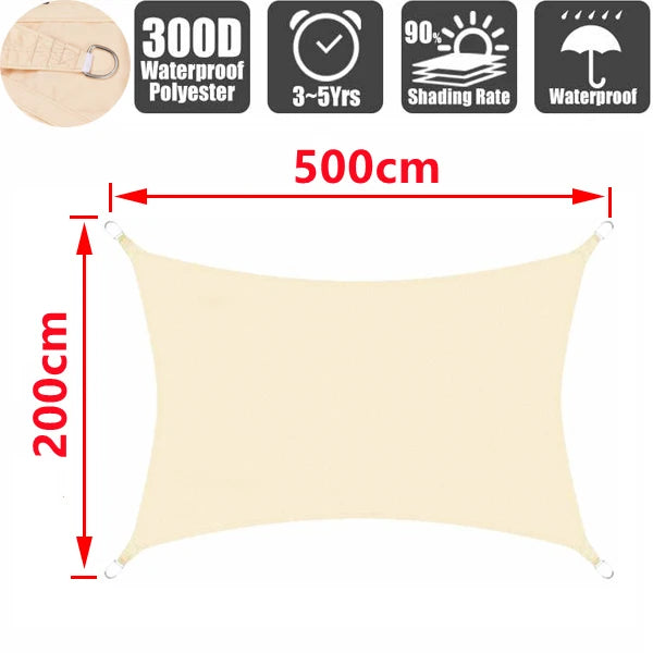 Outdoor Awnings Waterproof Sun Shade Sail Garden Canopi For Terrace Car Canvas Awning Rectangle Pool Sun-Shelter Sunshade Sail