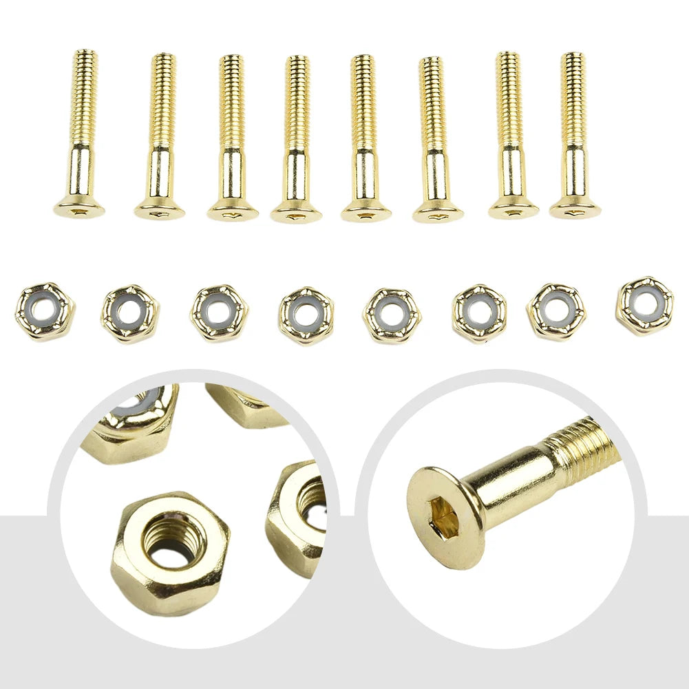 8set Skateboard Bridge Spike Replacement Screws Nuts Set For Skateboard Longboard Acce Bridge Frame Deck Screw M5x25mm/28mm/30mm