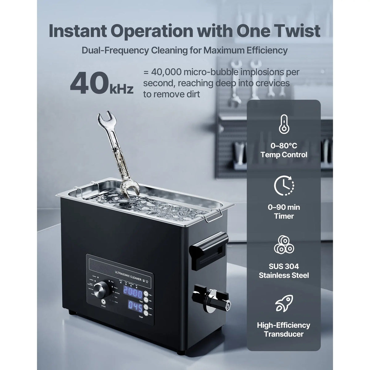 "6L Digital Ultrasonic Cleaner with Stainless Steel Basket for Cars"