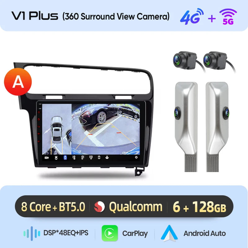 Junsun AI 4G LTE Wireless CarPlay Android Auto Car Radio For VW Volkswagen Golf 7 2013 2014 2015-2017 GPS Navi BT DSP RDS FM
