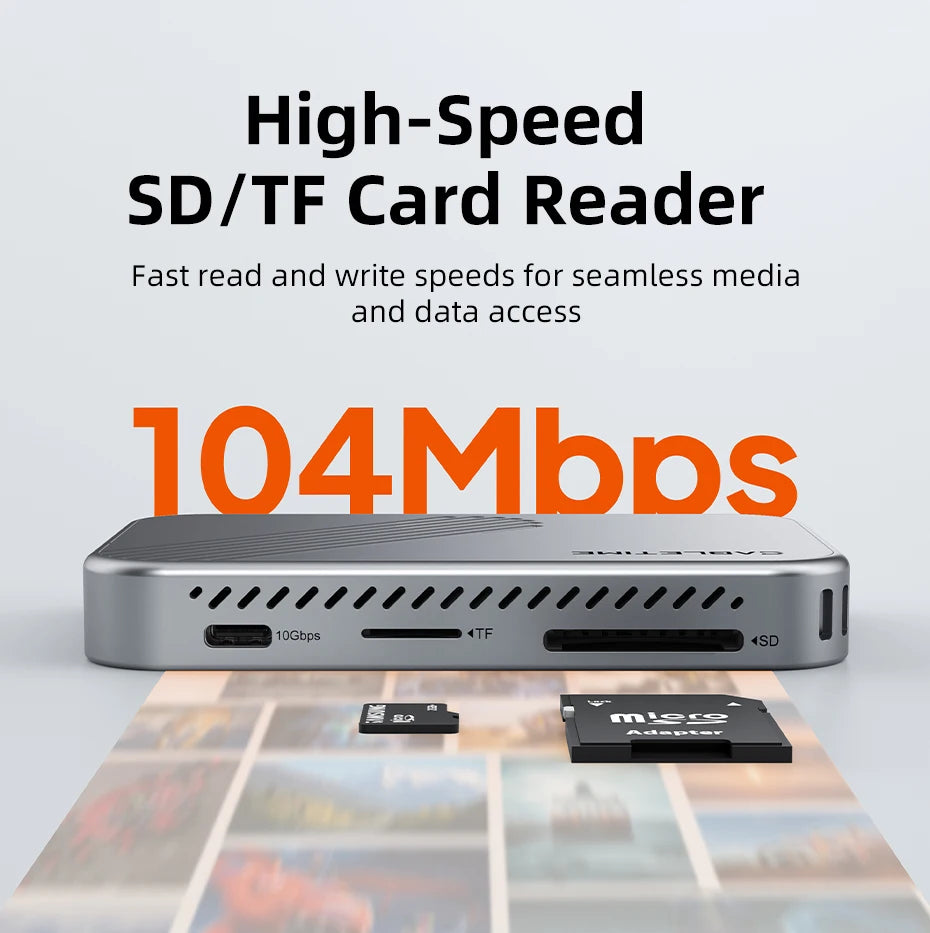 CABLETIME USB C HUB  7 IN 1 with NVMe SSD Magnetic 4K ProRes Video Recording SD/TF 3.0 Strong Magnetic Attachment for iPhone 17