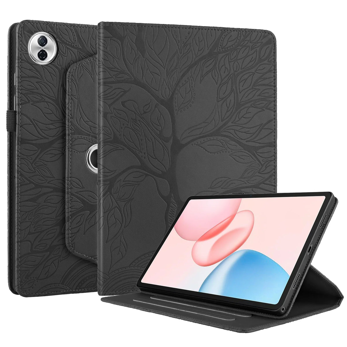 360 Rotating Embossed Life Tree Leather Wallet Case For Honor Pad 10 2025 12.1 X9A X9 Pro X8 V9 11.5 inch Card Holder Flip Cover