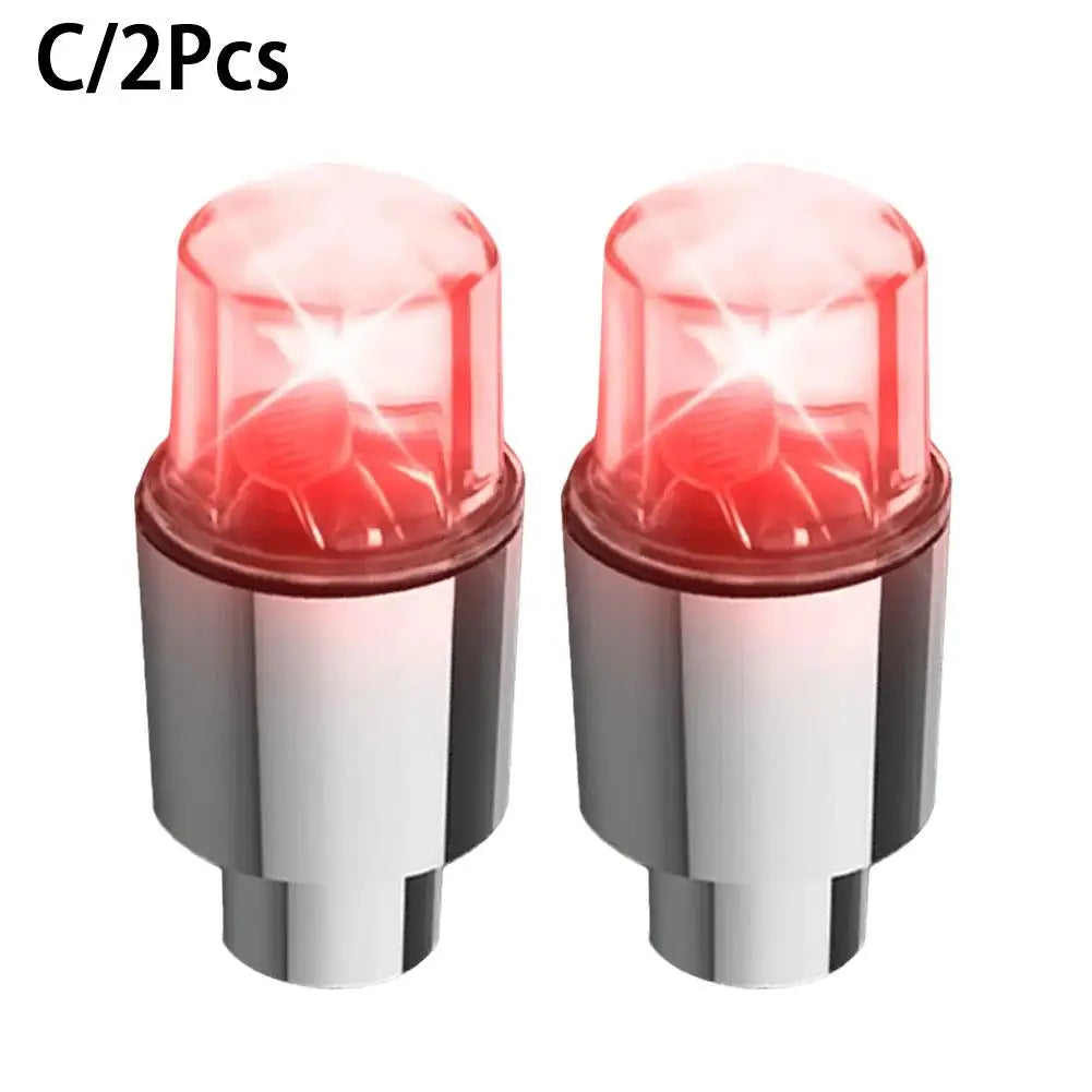 2pcs Wheel Lights Luminous Tire Motorcycle Bike Wheel Tire Valve Cover Universal Led Waterproof Car Accessories Wheel Light