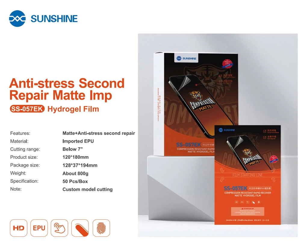Sunshine Flexible Hydrogel Film SS-057 SS-057A SS-890C Cutting Machine SS-075S TPU Privacy Screen Protective Film With QR CODE