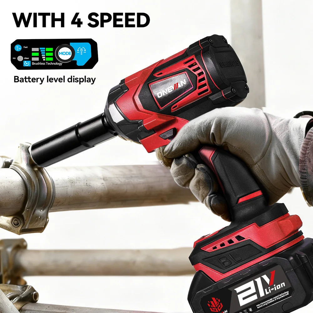 ONEVAN 1200N.M Torque Brushless Electric Impact Wrench 1/2Inch Cordless Wrench Screwdriver Power Tool For Makita 18V Battery Pin