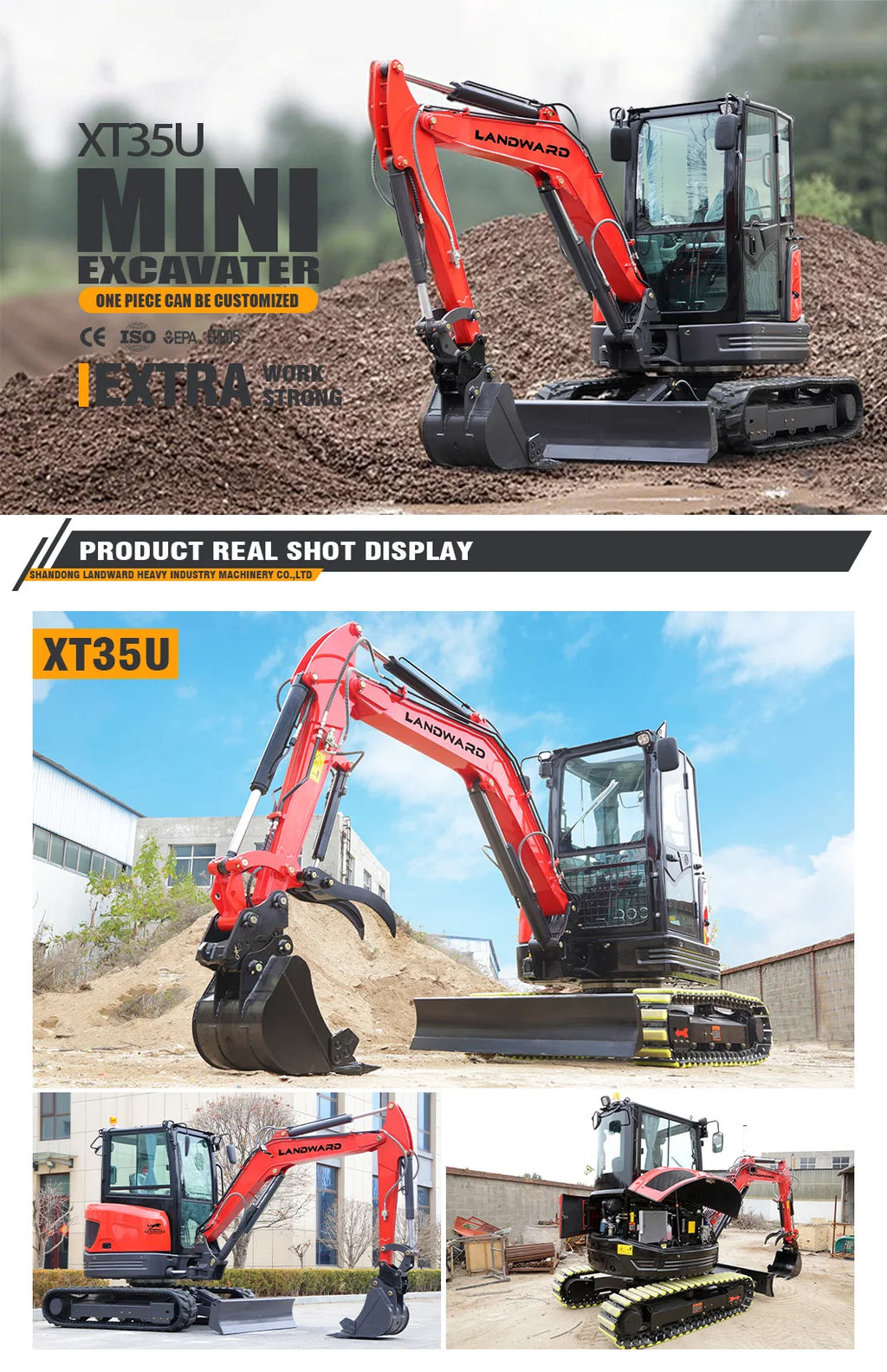 Landward Factory 3 Ton Mini Excavator Customize Small minibagger Wholesale excavators Hydraulic 2.5 ton Mini Excavators Machine