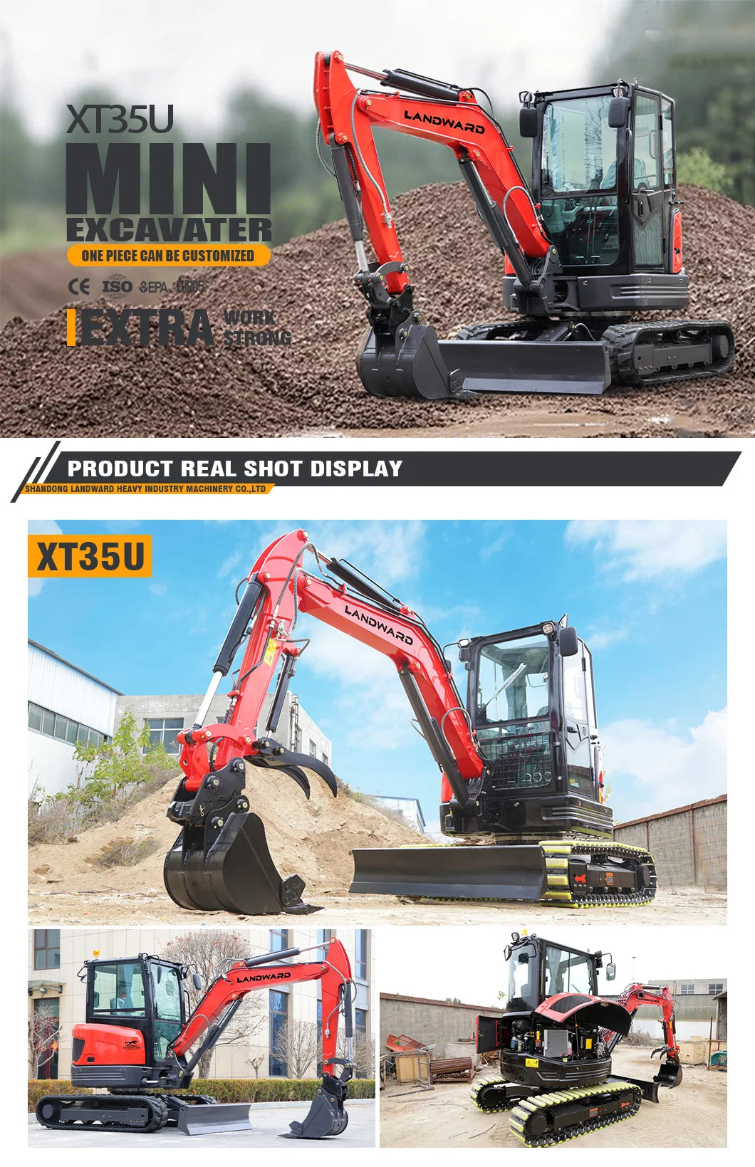 Landward Factory 3 Ton Mini Excavator Customize Small minibagger Wholesale excavators Hydraulic 2.5 ton Mini Excavators Machine