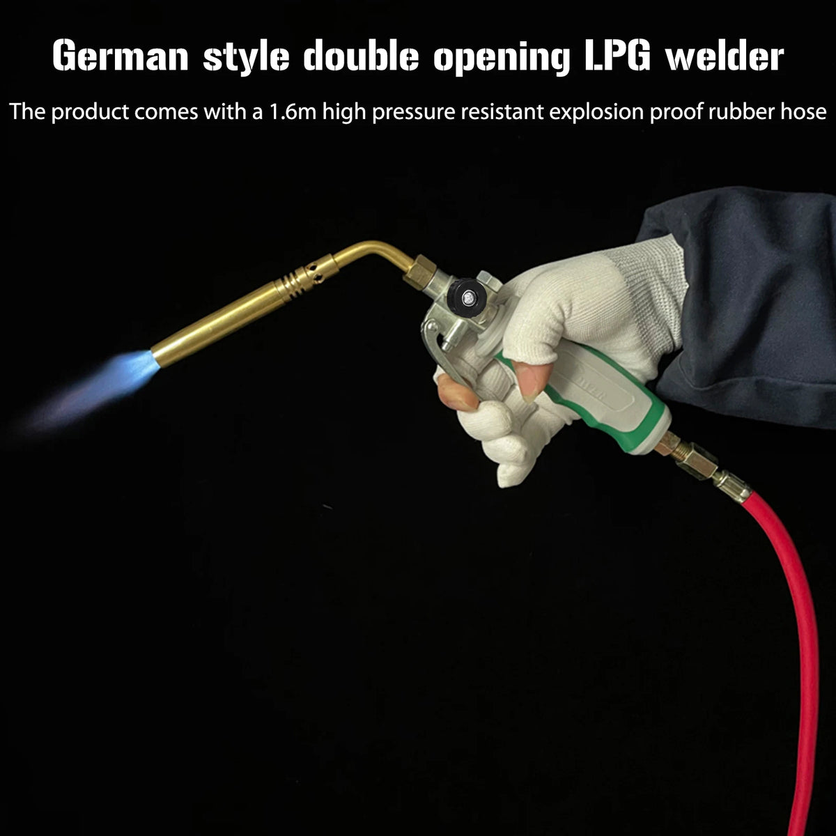 Germany Style MAPP Soldering Torches Double Switch Portable Liquefied Gas Burner Spiral Flame with 1.6m Rubber Hose for Barbecue