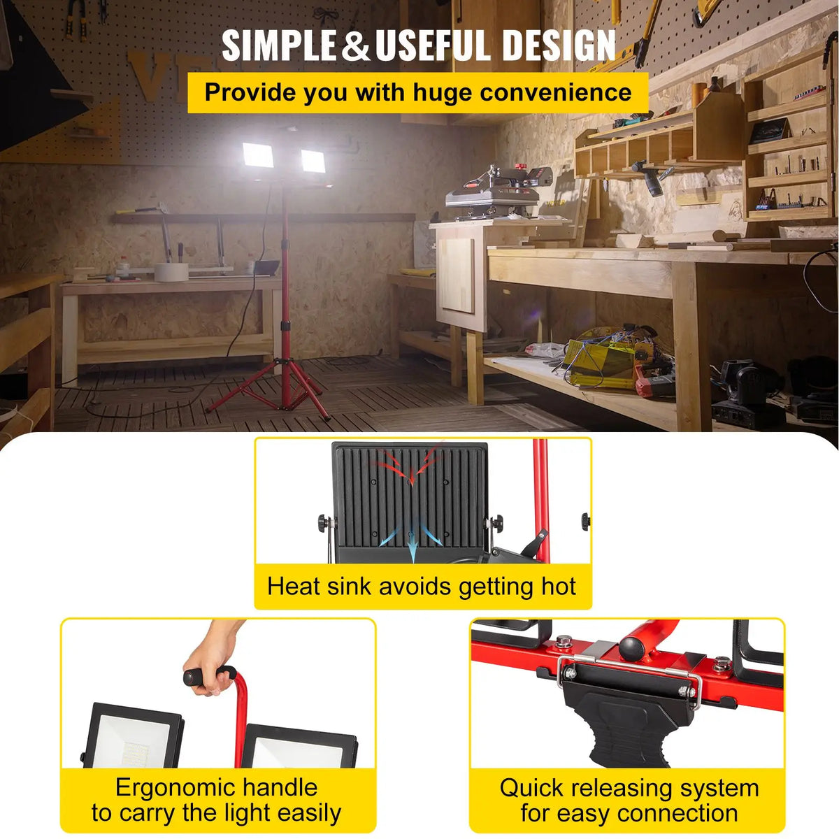 2PCS 10000 Lumen LED Work Light with Adjustable 27.6\" 68.1\" Foldable Tripod Stand Cob Light Source for Office Use