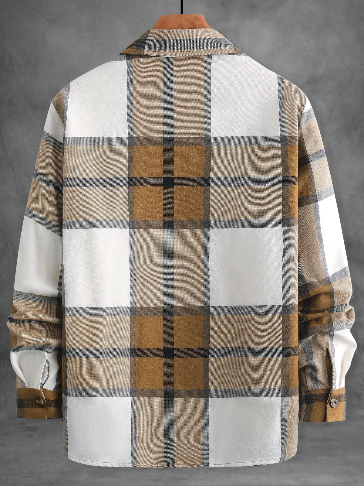 Vintage Caramel Plaid Flannel Shirt, Perfect for Autumn Aesthetic Outfits