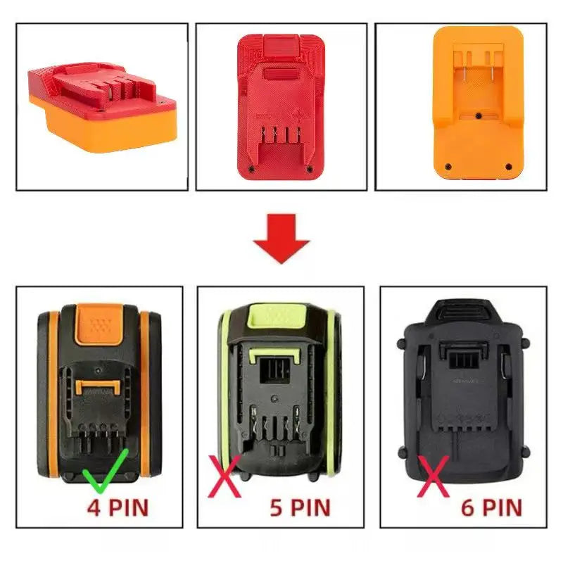 Battery Adapter for Worx 4pin 20V Lithium to For Parkside X20V Power Tools Convert (Not Include Tools and Battery)