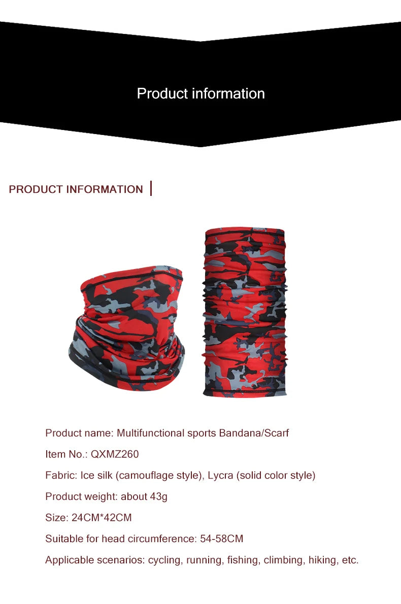 Summer Sports Bandana Breathable UV SunProtection Camping Hiking Cycling Scarves Headwear Men Women Neck Warmer Tube Magic Scarf