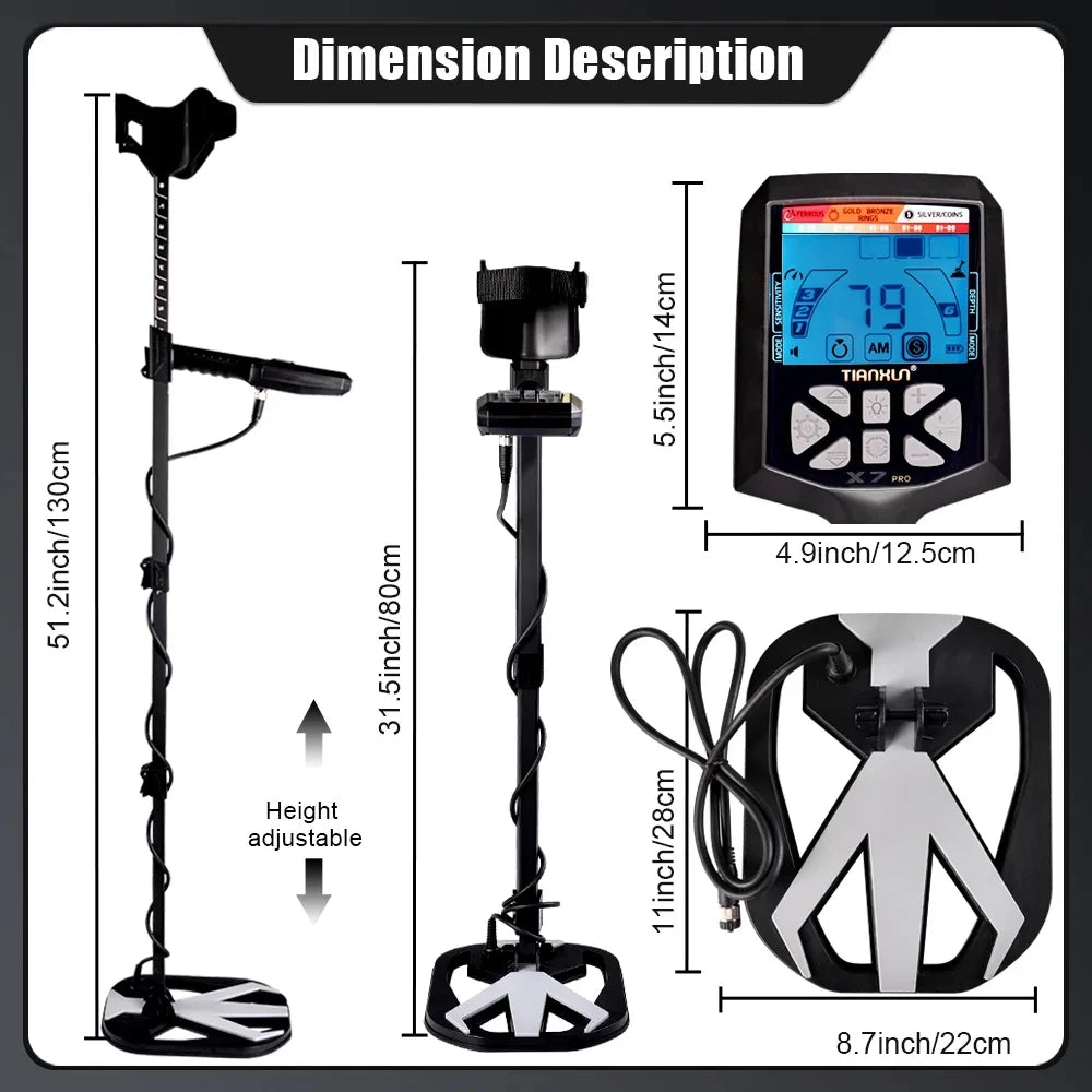 TIANXUN X7 Pro Underground Metal Detector High Sensitivity Metal Hunter Gold Digger Treasure Hunter Depth 2.5m Finder