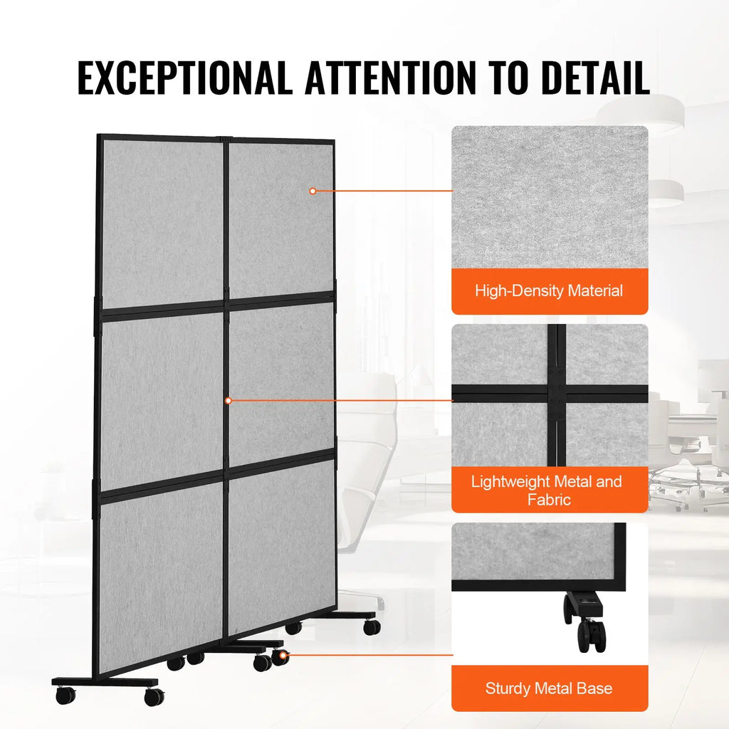 2-Panel Freestanding Office Divider Wall Partition Fireproof Privacy Divider to Reduce Noise Office Partition