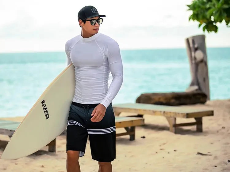 SAILBEE Men UV Protect Swimwear Long Sleeve Swimsuit Mens Rashguard Surfing Rash Guard Surf Shirt For Swimming Sail Drop Ship