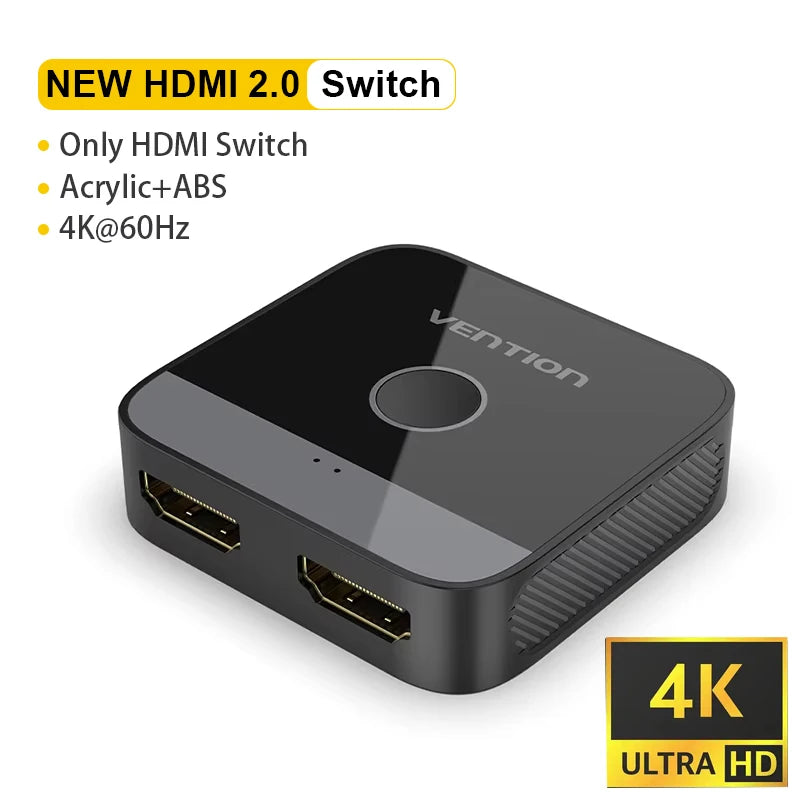 Vention New HDMI 2.0 Splitter Switch 2 in 1 4K@60Hz HDMI Bi-Directional Switcher Converter Monitor Adapter for PS5 Xbox Laptop