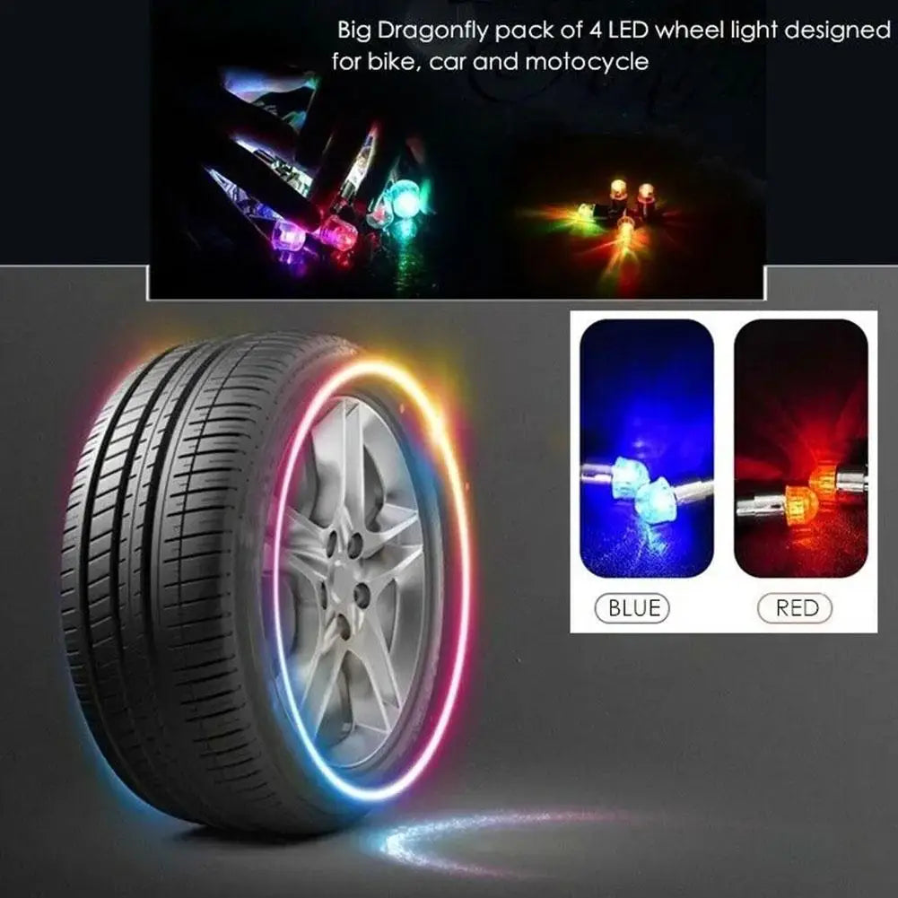 2pcs Wheel Lights Luminous Tire Motorcycle Bike Wheel Tire Valve Cover Universal Led Waterproof Car Accessories Wheel Light